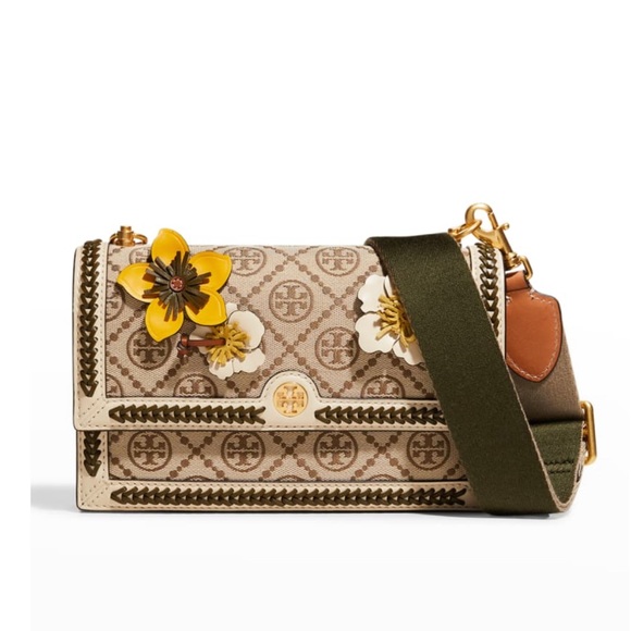 Tory Burch Handbags - ✨NWT Tory Burch T Monogram Braided Floral Mini Shoulder Bag